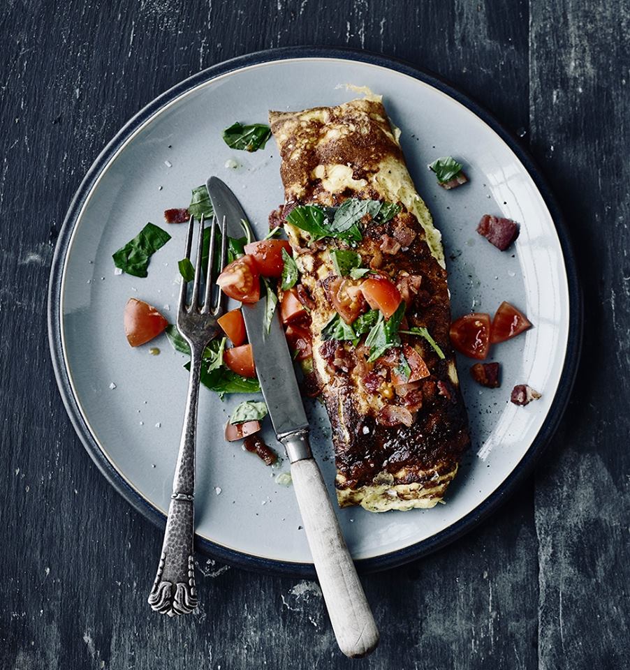 Omelet med bacon