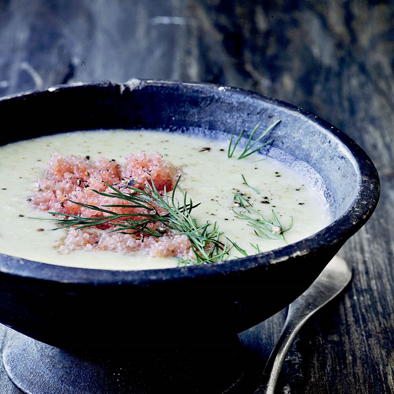 Opskrift på kartoffelsuppe med stenbiderrogn