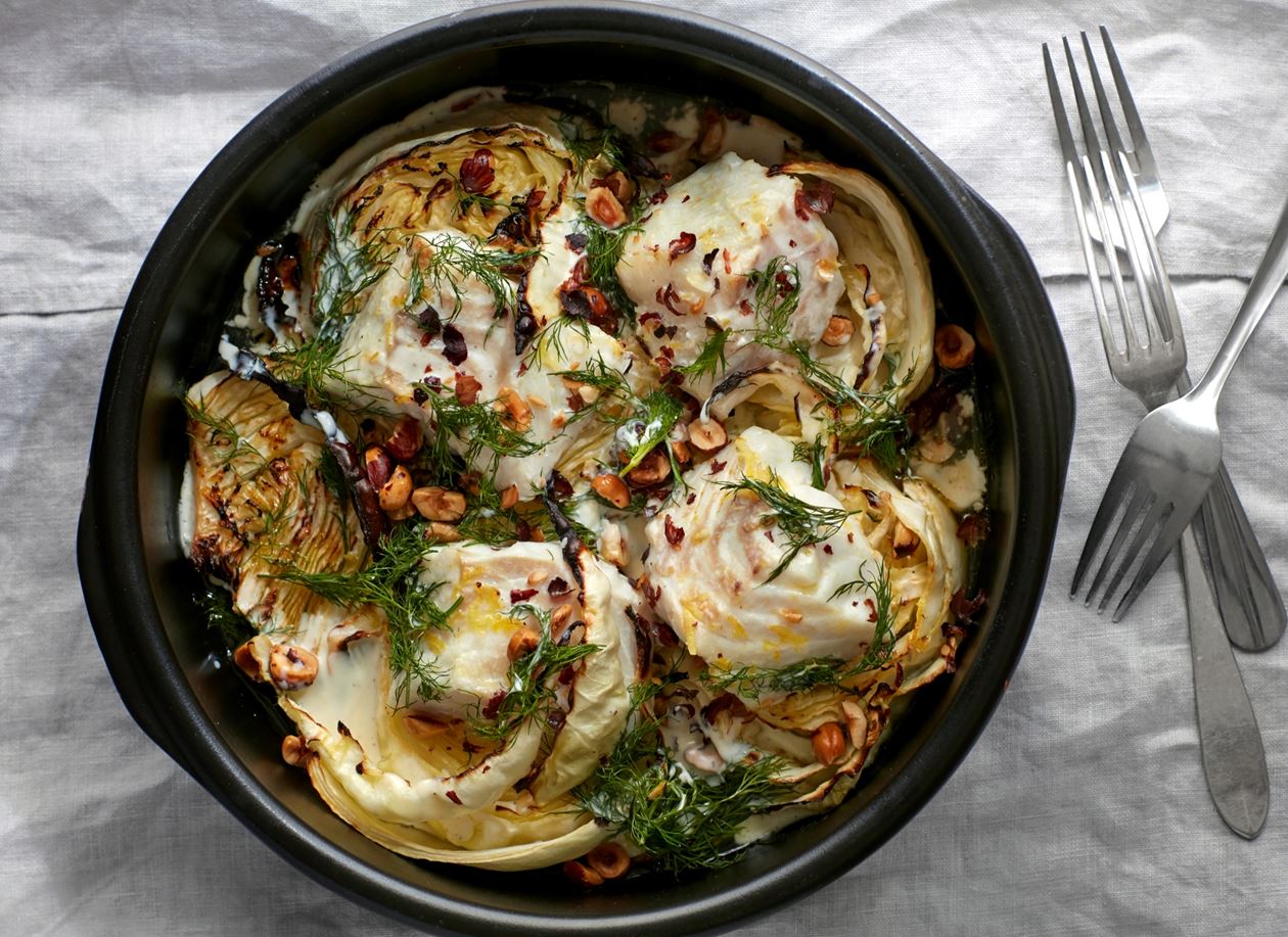 Opskrift på citronbagt torsk med hvidkål