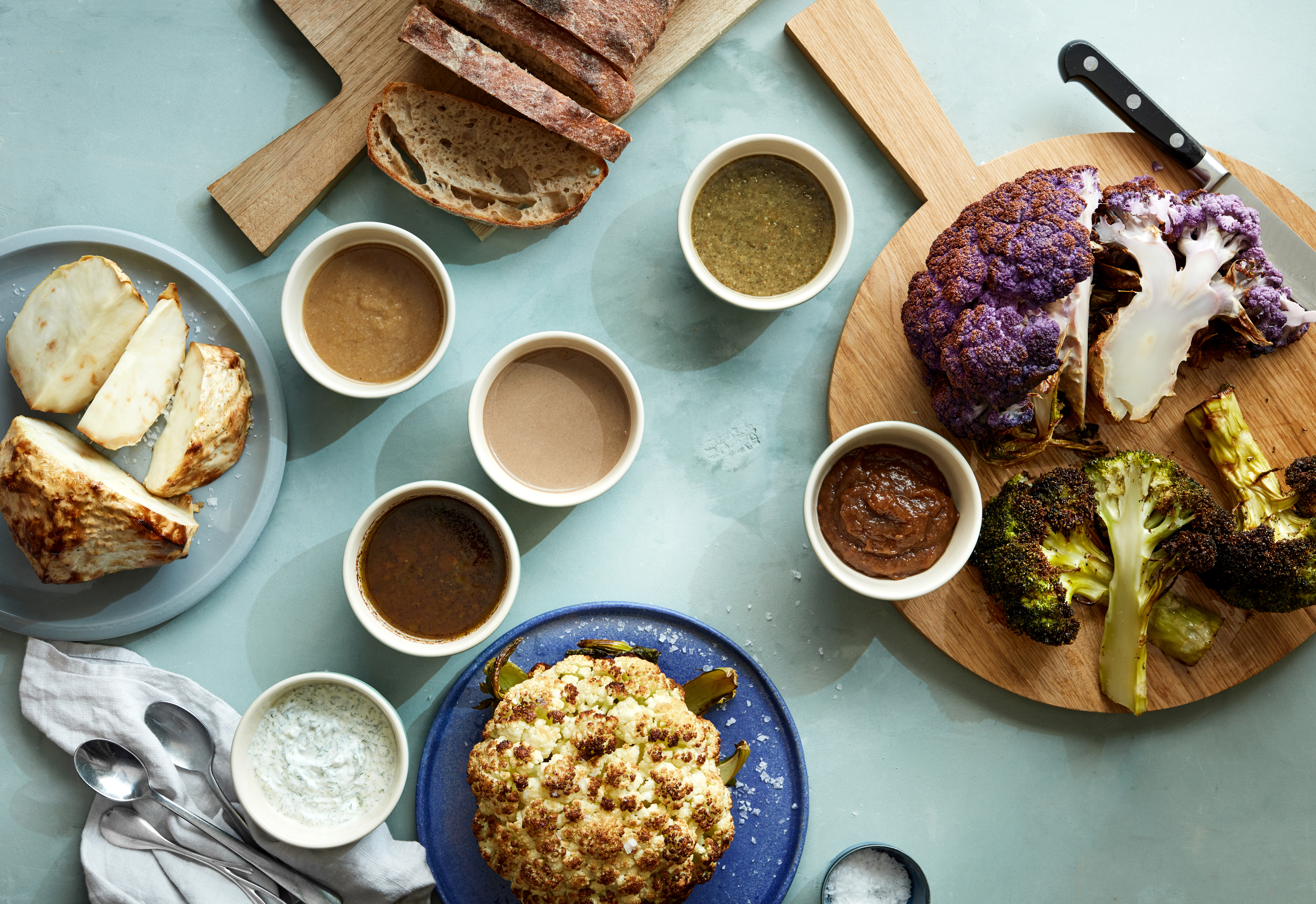 Helbagte grøntsager med dips